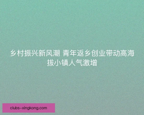 乡村振兴新风潮 青年返乡创业带动高海拔小镇人气激增